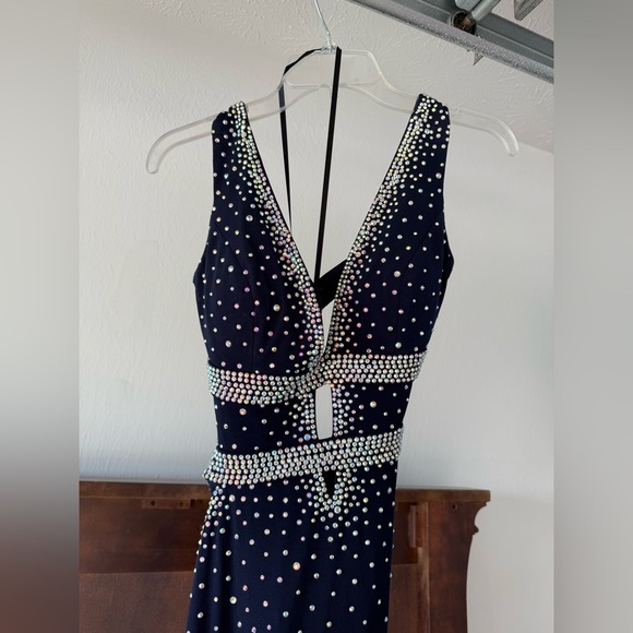 Jovani Dresses & Skirts - Jovani Navy Blue Dress with Rhinestone Embellishments